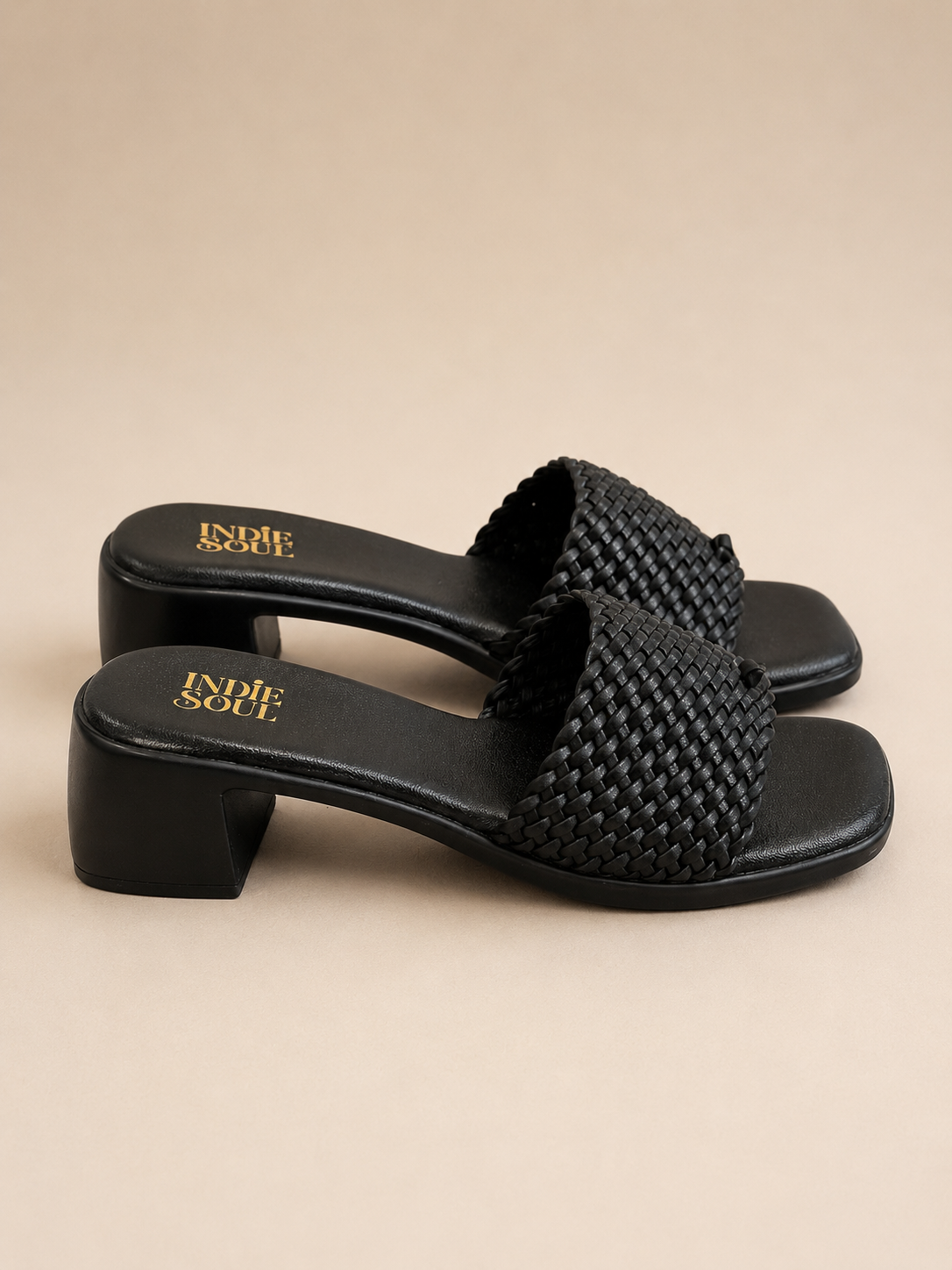 Woven block heels - Black