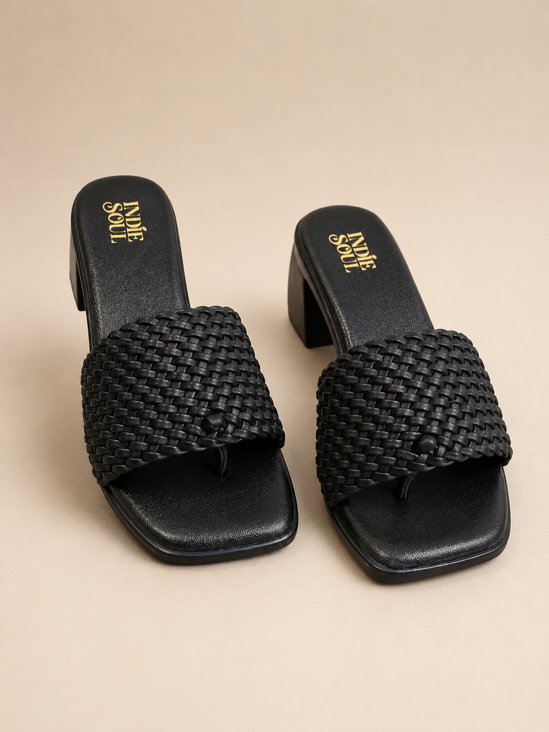 Woven block heels - Black