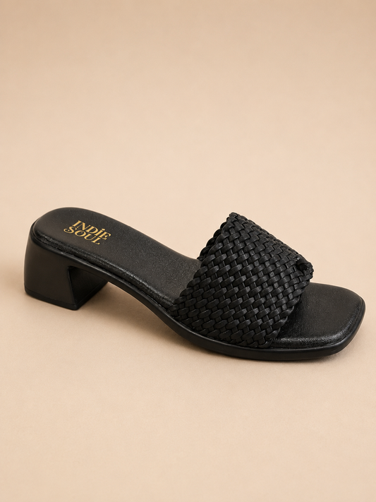Woven block heels - Black