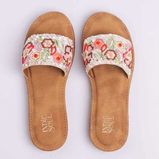 Daisy Sparkle Flats - Ivory