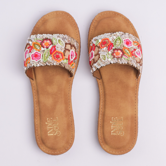 Daisy Sparkle Flats - Champagne