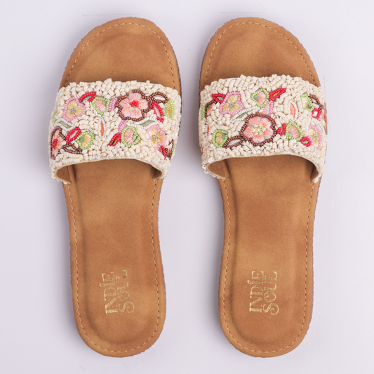 Beaded Garden Flats - Ivory