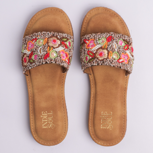 Beaded Garden Flats - Brown