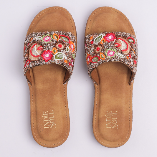 Beaded Sea Shell Flats - Brown