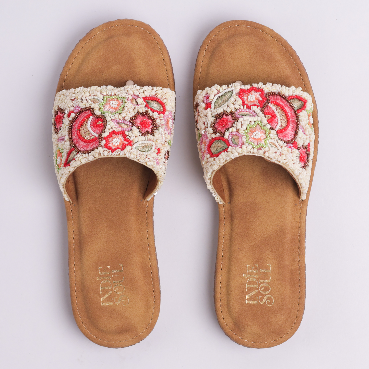 Beaded Sea Shell Flats - Ivory