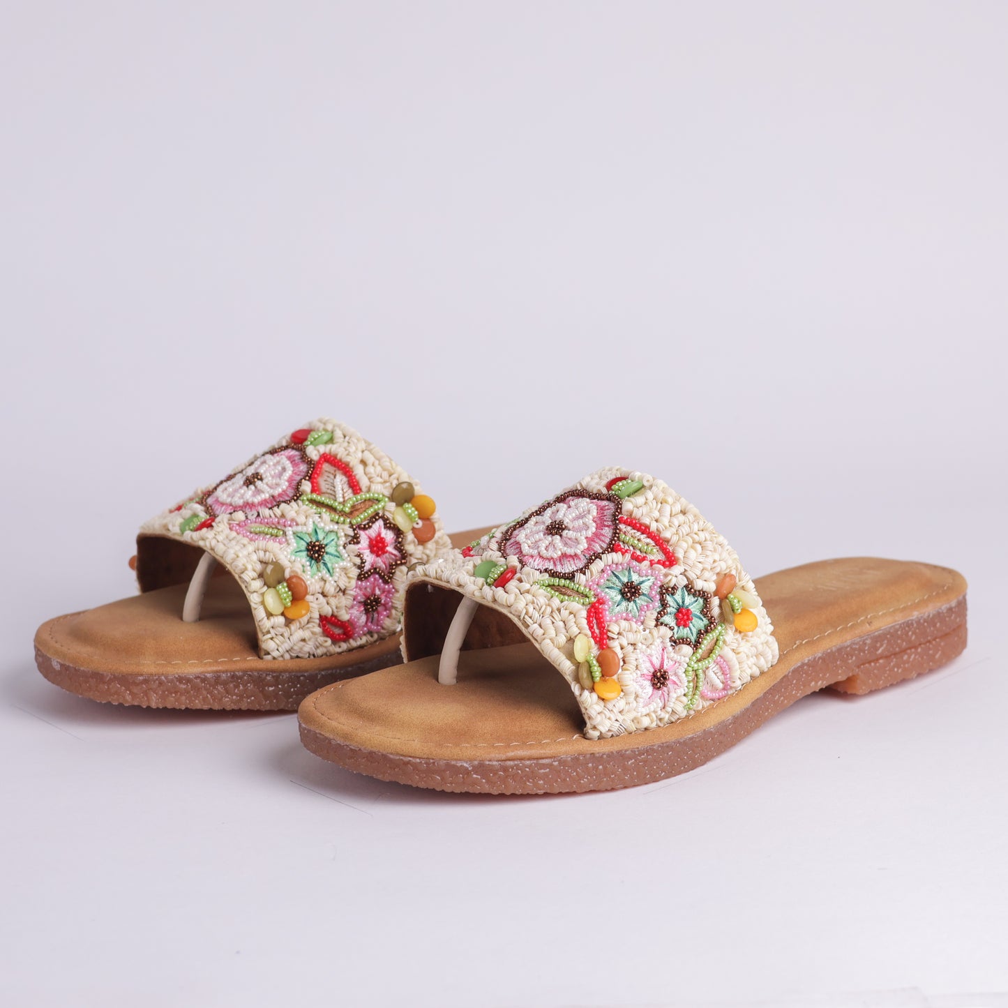 Beaded Daisy Flats - Ivory