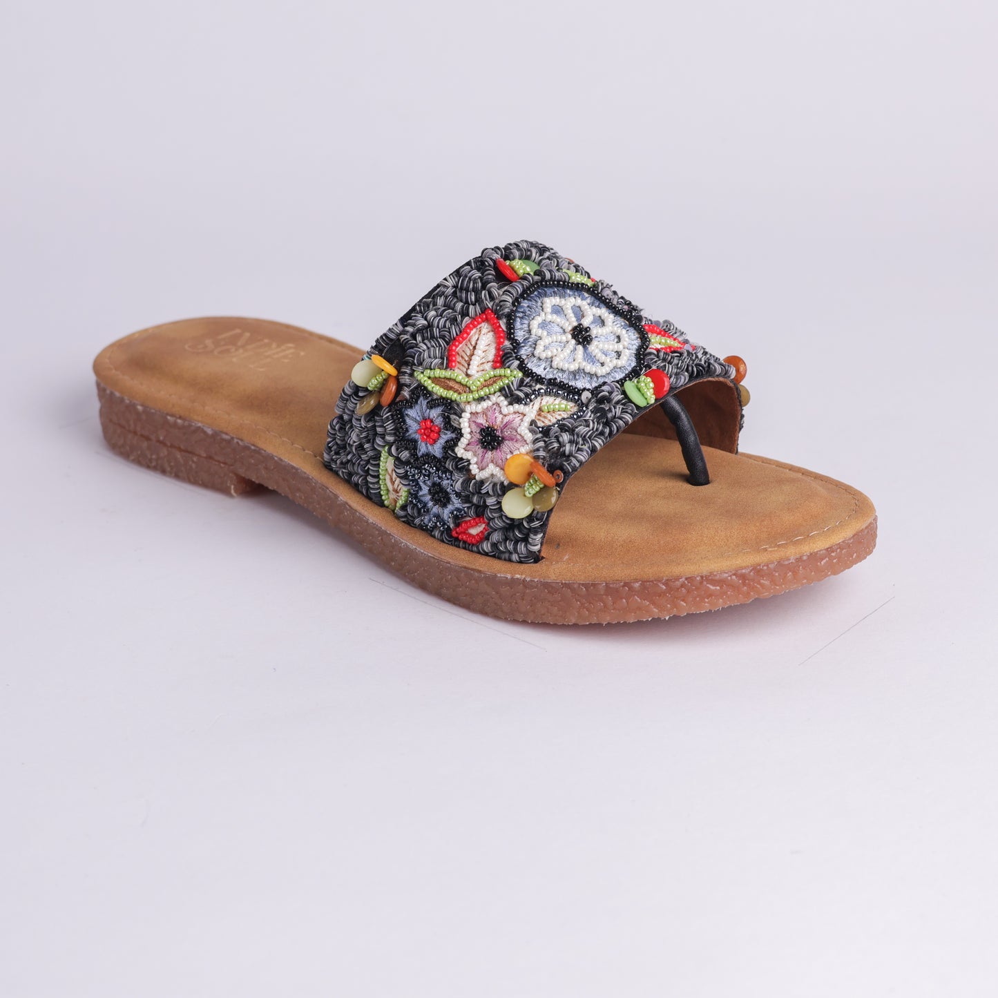 Beaded Daisy Flats - Black