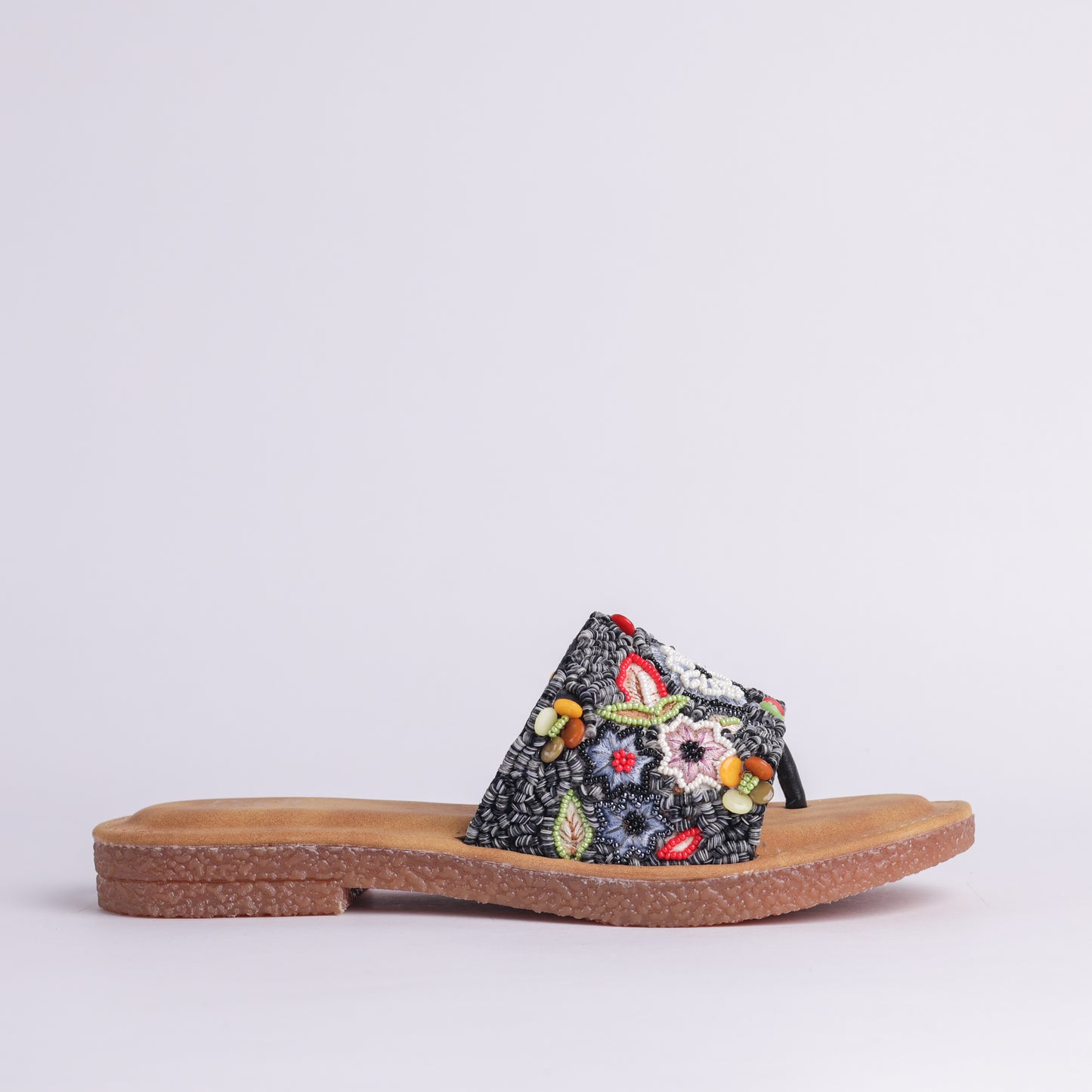 Beaded Daisy Flats - Black